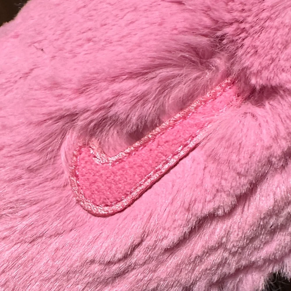 Nike Fuzzy Furry sling back flat hard bottom Pink  Slippers - Picture 8 of 8